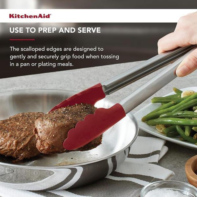 KitchenAid - Silicone Stainless Steel Tongs, Penjepit Makanan