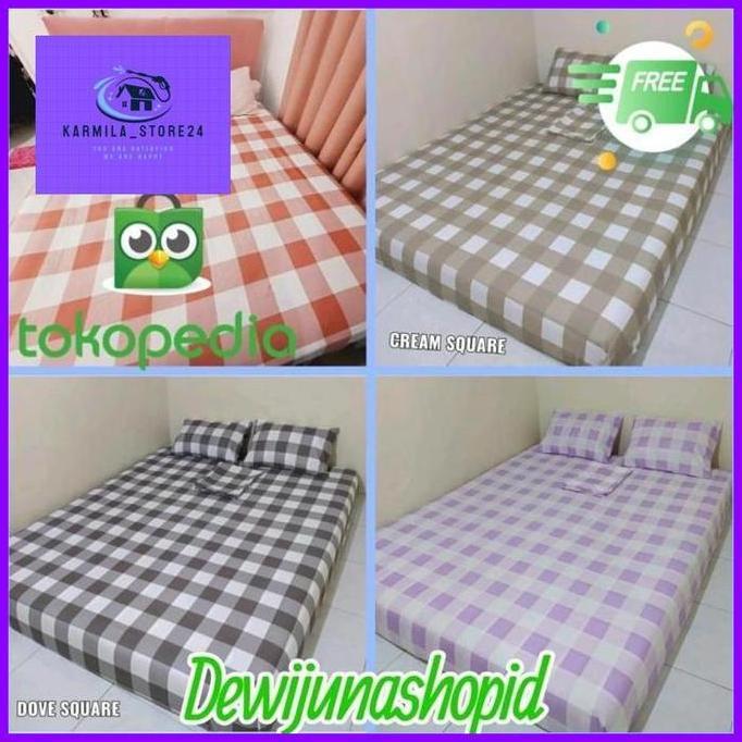 AESTHETIC KOREA SPREI MOTIF KOTAK KHAKI PINK ABU UKURAN 180X200