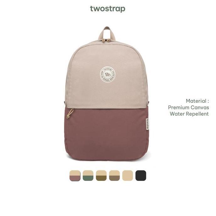 TWOSTRAP - Rustic Backpack - Tas Ransel Laptop Wanita 14 inch Slim Canvas Anti Air Sekolah Kuliah