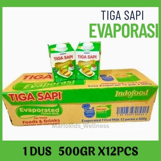Evaporasi Tiga Sapi 1 dus / 1 karton 500grx12pcs