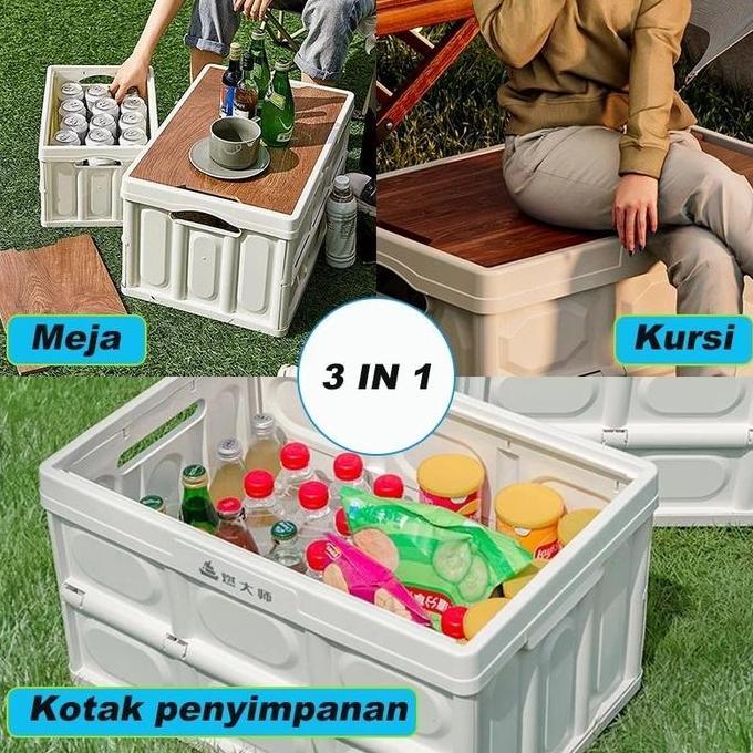 BLANCHENAM Kotak Penyimpanan Papan Kayu Lipat/ Kotak Penyimpanan Penutup Kayu Multi-Fungsi Dengan Pe