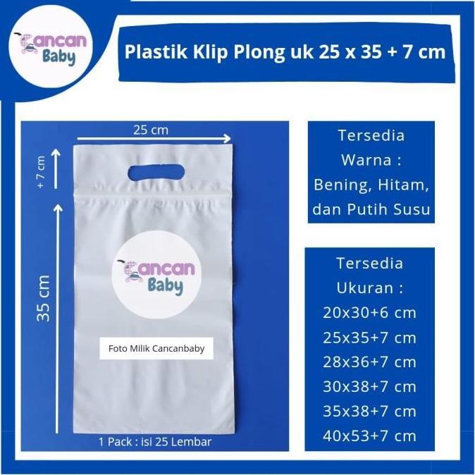 Plastik Ziplock 25x35+7 Putih Susu Klip Plong Pond Baju Garment Hijab