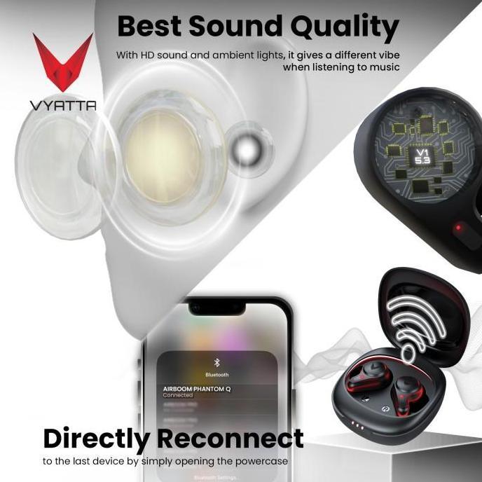 AIRBOOM PHANTOM TWS Bluetooth Earphone QCC Aptx - 14in1 Touch Control