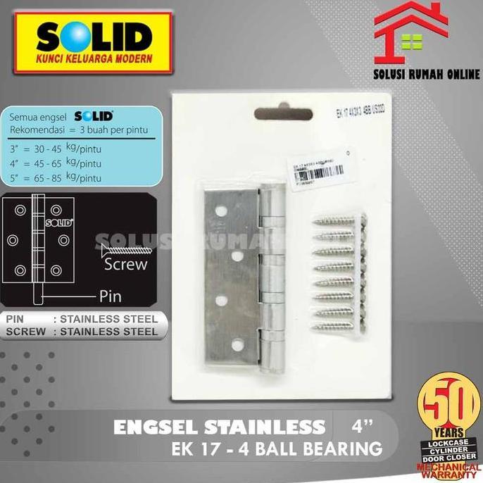 SOLID Engsel Stainless 4 inch EK 17 / Engsel Pintu 4 Ball Bearing
