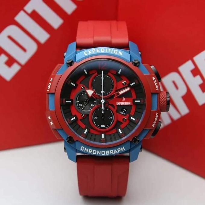 JAM TANGAN PRIA EXPEDITION E6781 E 6781 RED TOMBOL BLACK ORIGINAL