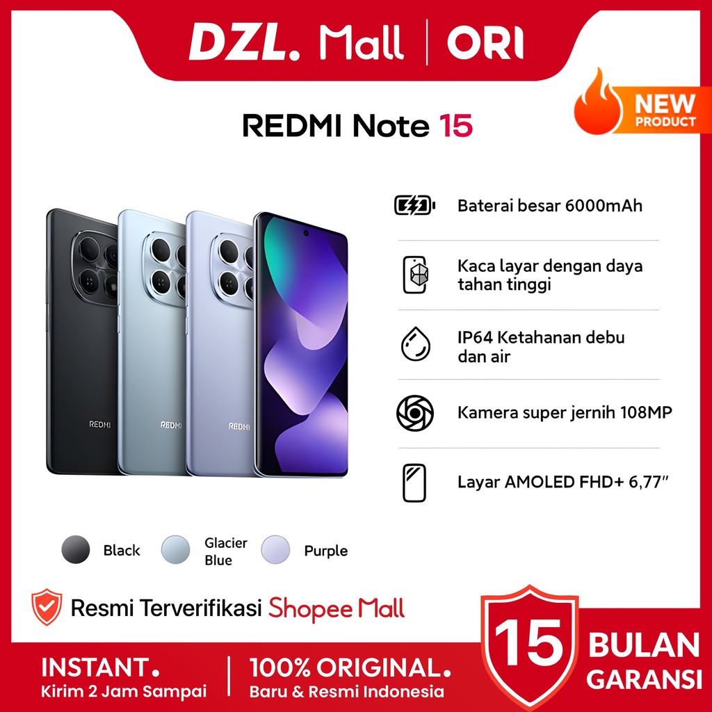 DZL - HP XIAOMI Redmi Note 15 4G LTE 8/256 8/128GB Original Resmi Official Store Ori Penerus Note 14