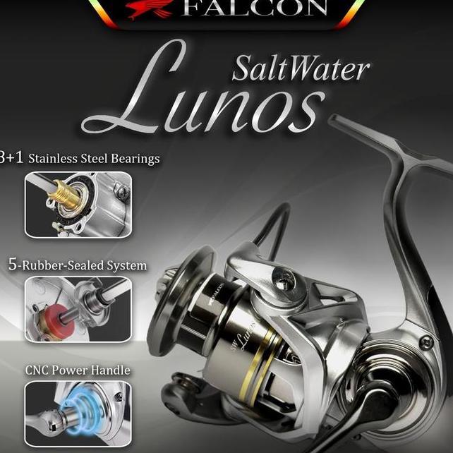 Reel Pancing Falcon Lunos Water 81 Sealed Stainless Steel Bearing Cnc Power Handle Laut
