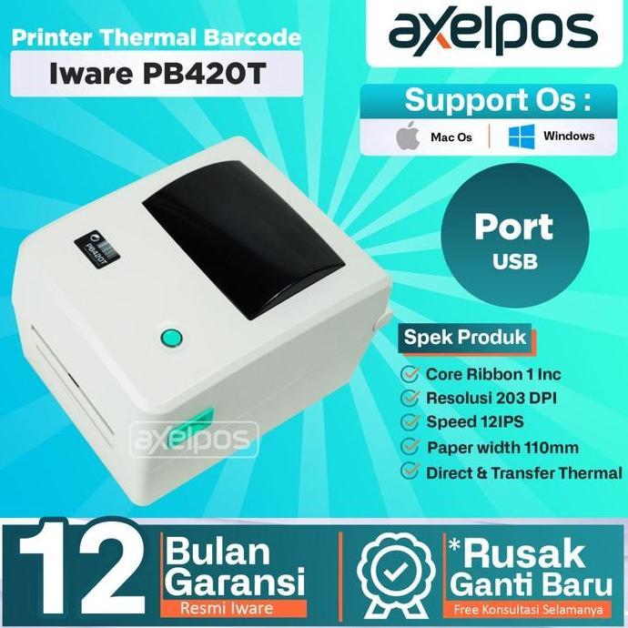 Printer Thermal Label Barcode A6 110mm Usb  Iware PB420T BOSSDEALER