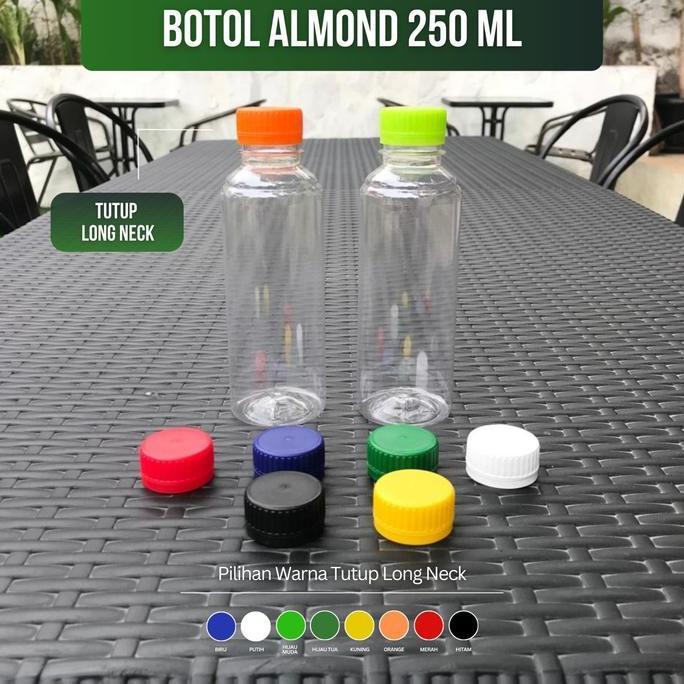 Kubika- Isi 100 Pcs Botol Almond 250 Ml Long Neck / Botol Plastik 250 Ml Long Neck / Botol Susu