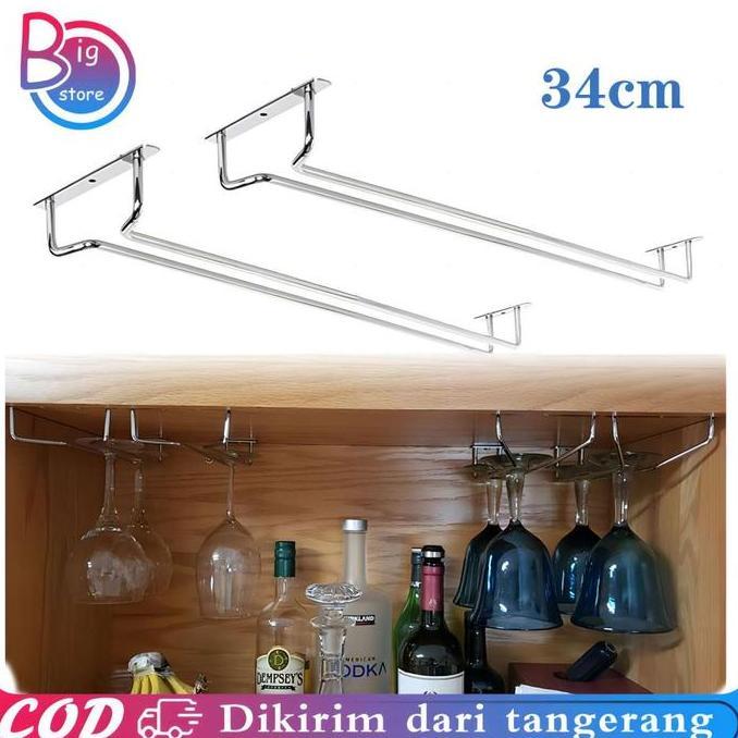 FREYAUR Gantungan Gelas Mini Bar 1baris Rak Gelas Gantung Gantungan Gelas Untuk Bar Dan Dapur Wine