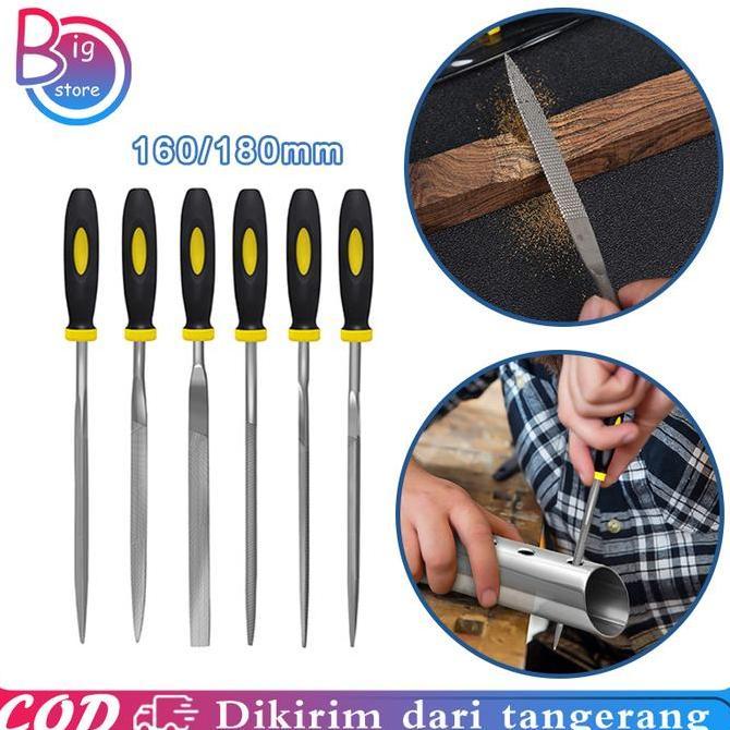 FKINAPE 5pcs/Set Kikir Besi Set Kikir Jarum Kikir Besi Gepeng Kikir Besi Bulat 160mm 180mm Untuk Pen