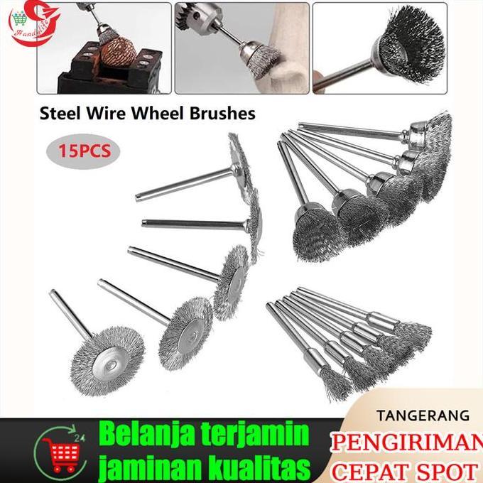 GIRARDY Set Sikat Kawat Baja Mini Grinder Mata Bor untuk Pembersih Besi - 15pcs