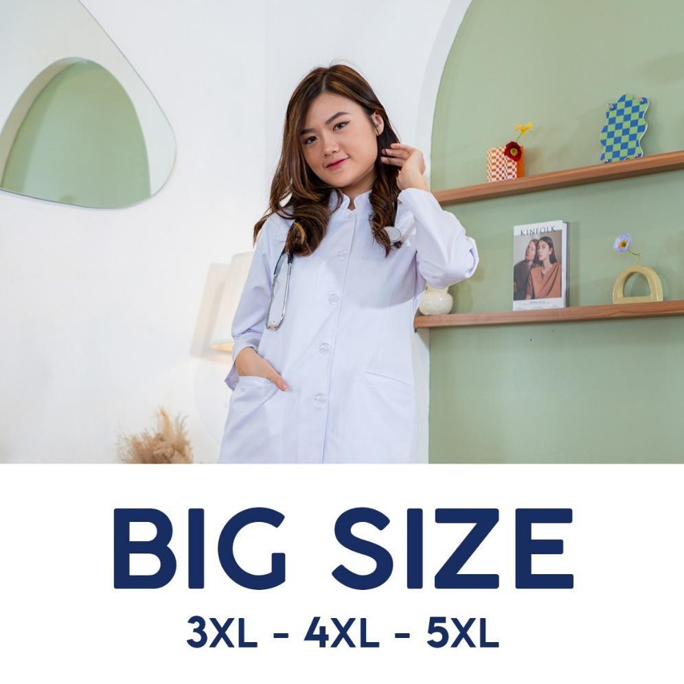 Terlaris Lincurt - [Big Size] Baju Perawat Putih Set Klinik Rumah Sakit Unisex Celana/Rok Lengan Pan