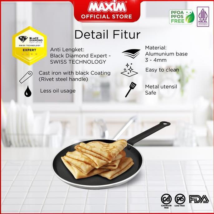 Kuteka- Maxim Pro Wajan Teflon Anti Lengket 25Cm Crepiere