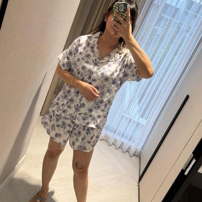 Deluna - Setelan Deluna Setelan Piyama Celana Pendek Basic Rayon Premiun