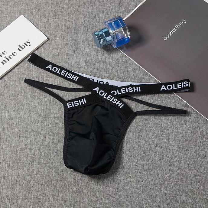 Veshje- Celana Dalam Pria Sexy G String Cowok Low Waist Bahan Tipis Nylon Melar Model Seksi Asimetri