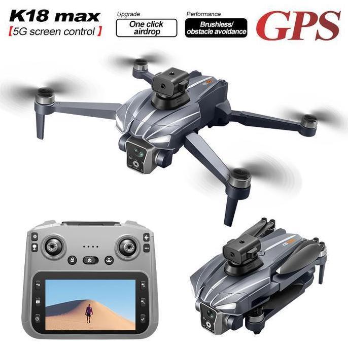 BEBAS ONGKIR - New K18 MAX GPS Airdrop Drone Fishing Laser Obstacle Avoidance Optical Flow Rc Screen