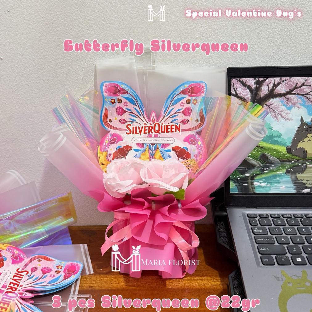 Buket Cokelat Kupu-Kupu Silverqueen - Buket Cokelat Silverqueen