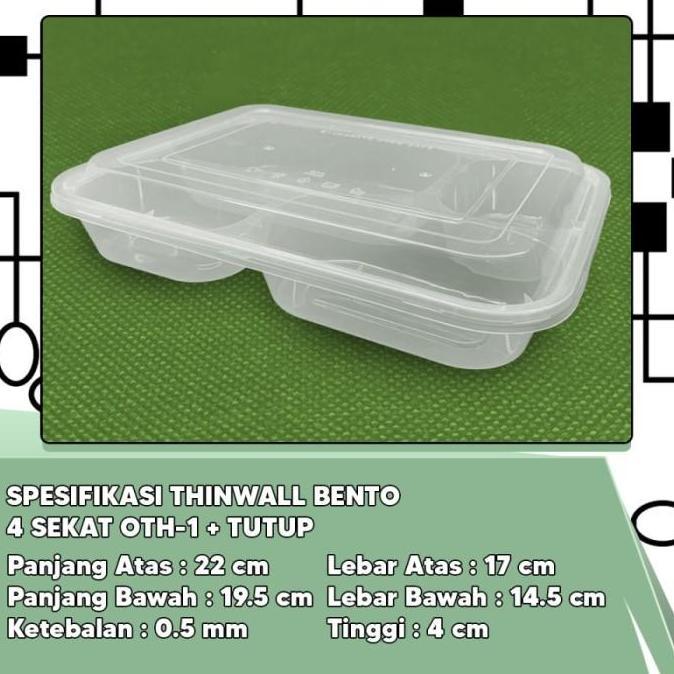 Thinwall Bento Sekat 4 Dome - Food Container Bento Thinwall Premium
