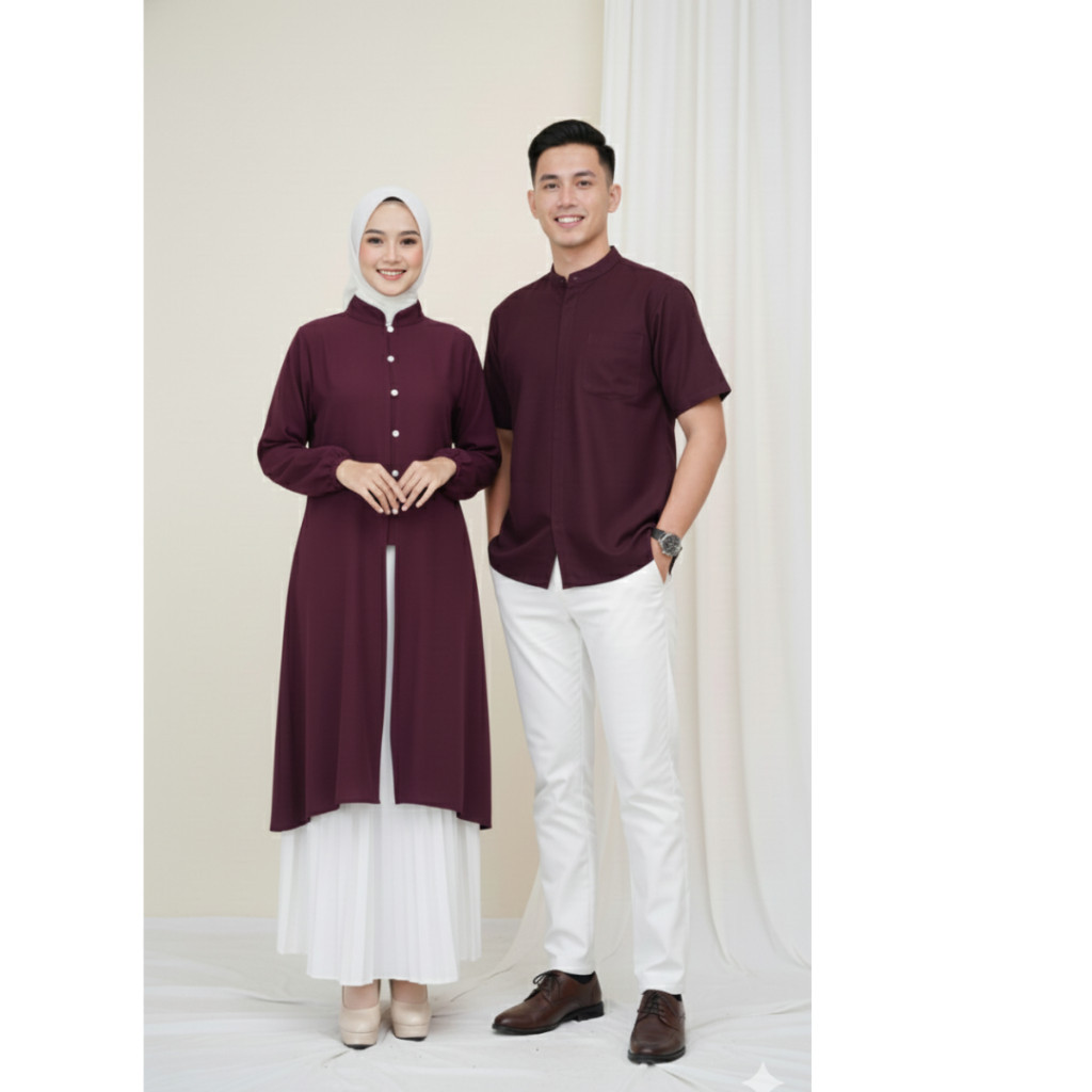 Malaya Long Tunik Couple Pasangan / Baju Muslim Lebaran Pasangan Sarimbit