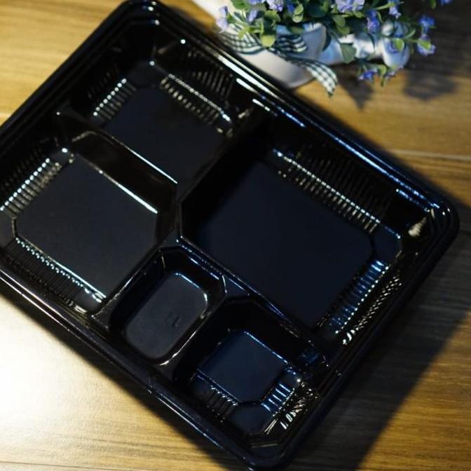 Bento sekat 5 hitam/mika bento sekat 5/tray bento/box bento