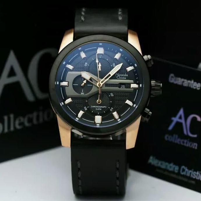 Best Deal ALEXANDRE CHRISTIE AC6270 AC 6270 BLACK ROSEGOLD Leather Bla