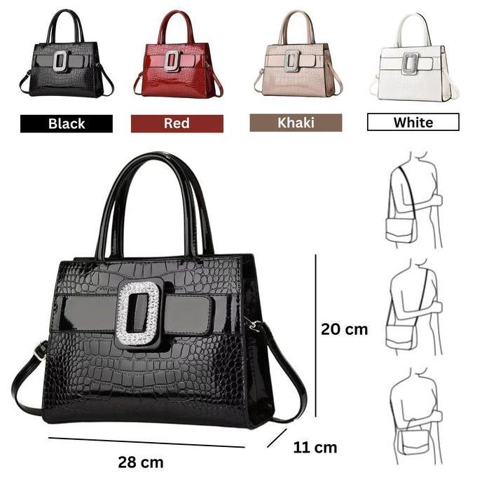 Baggu- BaginGinela Bag - Tas Wanita Handbag Motif Croco Elegan Kulit Pu Leather [Gy-739]