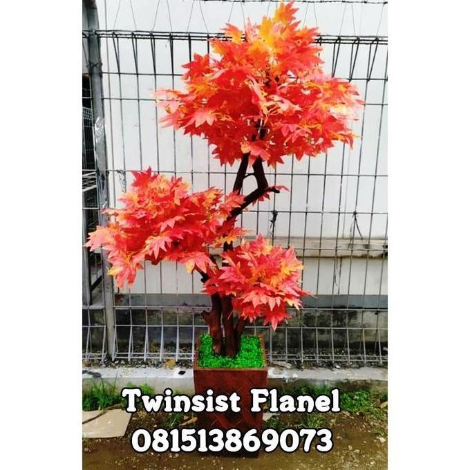 PROMO DISKON - Pohon Bonsai Maple Jepang Plastik Artificial Palsu 170cm / Bunga Sudut