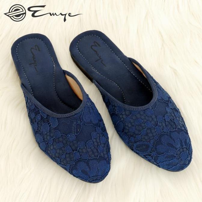 Emye Sandal Slop Pengantin Pria Warna Size 38-45 I Sendal Selop Pengantin Pria Brukat Putih Shoes NS