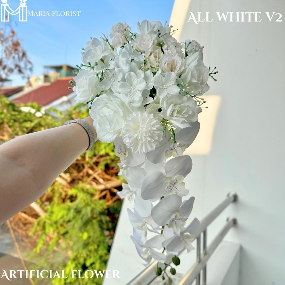 Wedding Handbouquet Juntai Casade Buket Bunga Pernikahan Artificial - Buket Pengantin Anggrek - Buke