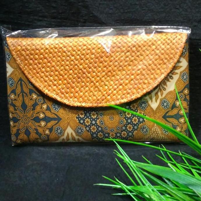 clutch batik lawasan anyaman pandan dompet tas gift khas Indonesia 026 KS