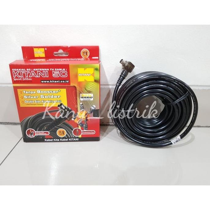 Kabel Antena TV Kitani 5C + jack 15 Meter / Kabel TV Kitani 15Meter