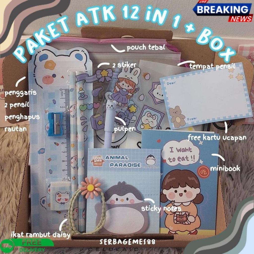 Sale Serbagemes88 - Alat Tulis Set 12 In 1 Lengkap / Stationery Untuk  Perlengkapan Alat Tulis / Pak