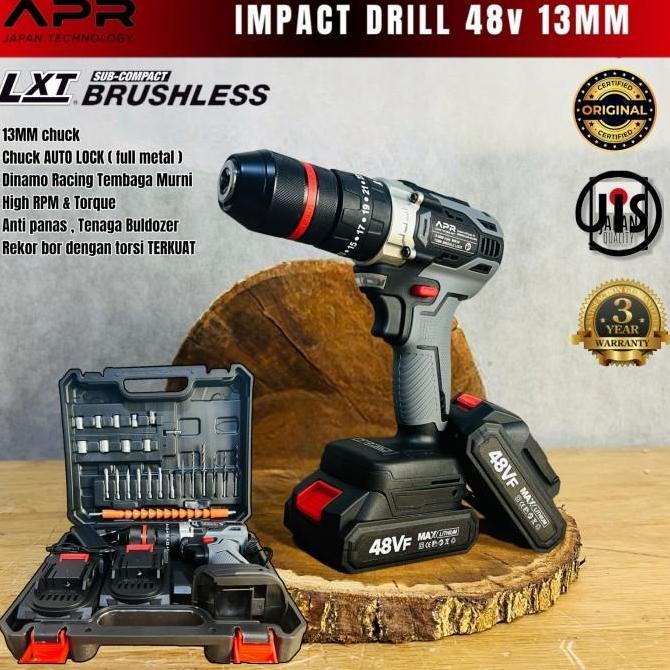 Bor cordless APR JAPAN 48V 13mm brushless impact drill fullset