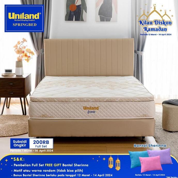 Uniland Springbed Scania Pillowtop - Kasur Spring Bed Full Set