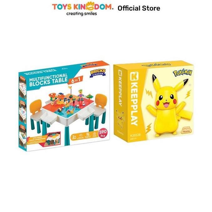 Toys Kingdom Bricks Kingdom Set Meja Kursi Anak + Free Keepplay Set Pokemon Kuppy Pikachu Toys Kids 