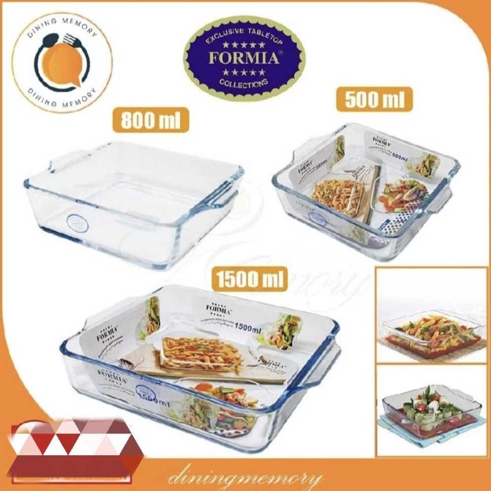 Wadah Saji Kaca 800Ml - 1500Ml Merk Formia - Bake & Serve Square Dish