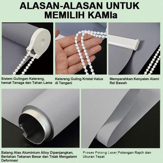 Gorden Tarik Gulung Blackout 100% Dangan Rel Atas Roller Blind Tirai Gulung Jendela Anti Peneduh Mat