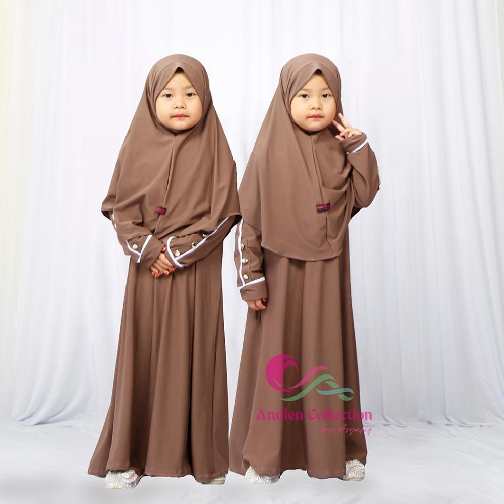 TERLARIS SET GAMIS ANAK MARWAH DENGAN JILBAB UKURAN M-L-XL - BAJU GAMIS MUSLIM ANAK