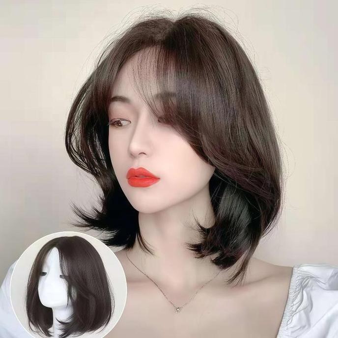 Byxt- Wig Wanita Full Kepala/Wig Rambut Pendek/Wig Natural Wanita/Wig Rambut Pendek Wanita/Wig Tanpa