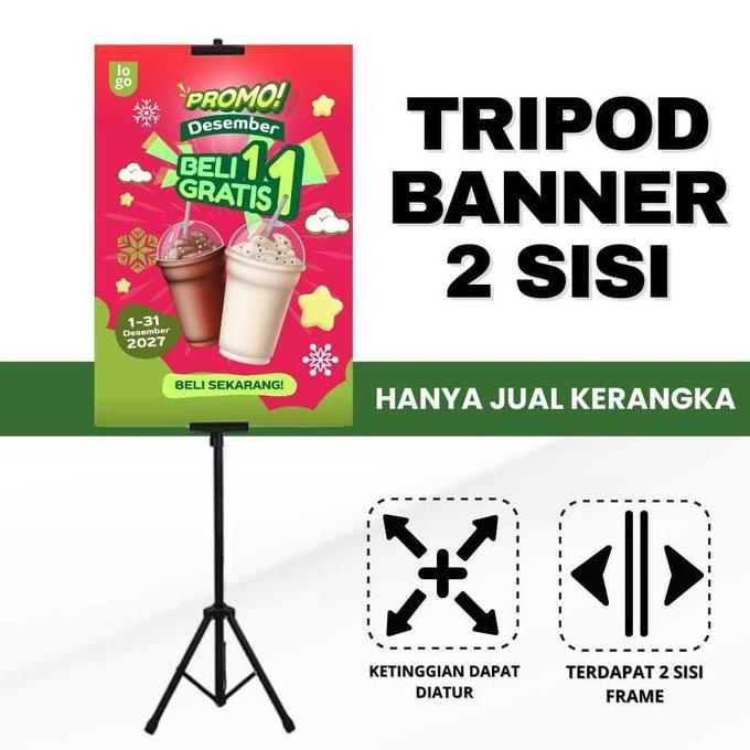 Tripod Banner 2 Sisi / Standing Banner Promosi / Tripod Stand Banner Berdiri / Tiang Banner 2 Sisi /