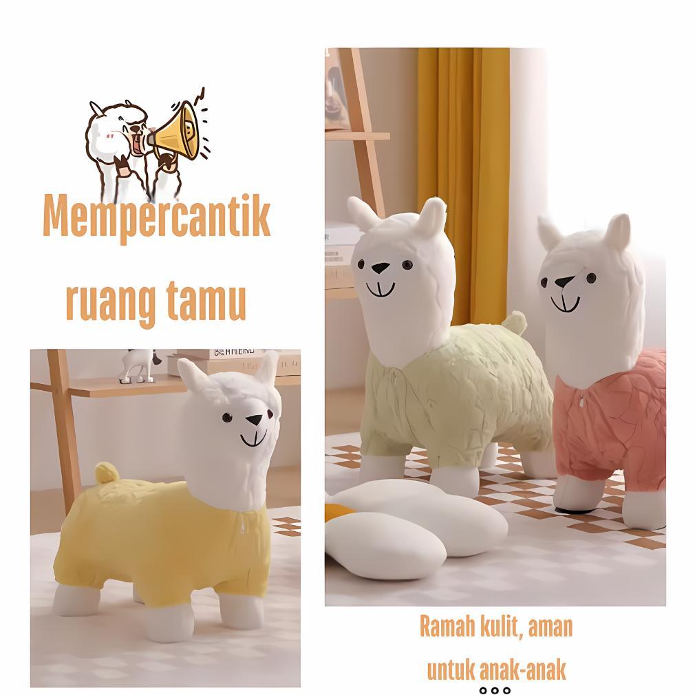 Limited Kursi Anak Bangku Mainan Anak Kursi Karakter Hewan Alpaca Mini Bahan Busa Tebal
