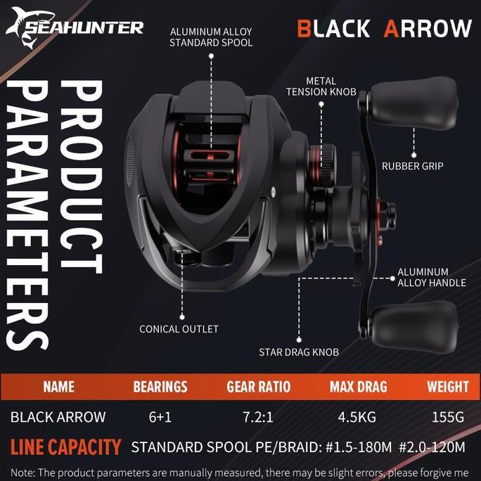 Sale Official Seahunter Black Arrow Joran Pancing 1 Set Joran Ul Power Rod Baitcasting Bc Reel Panci