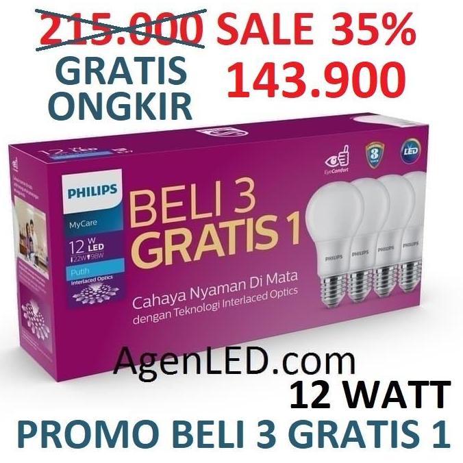 Lichtx- Philips Lampu Led 12W Bohlam 12 W Watt Putih Bulb Mycare Philip 12Watt