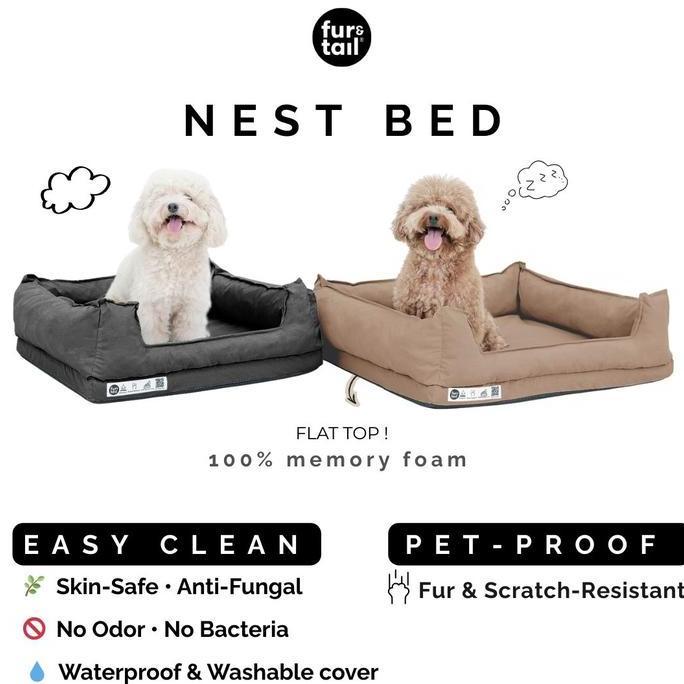Fur&Tail NESTBED Kasur Anjing Waterproof - Dog Bed - Pet Bed - Kasur Anjing - Pet Bed Anti Air - Kas