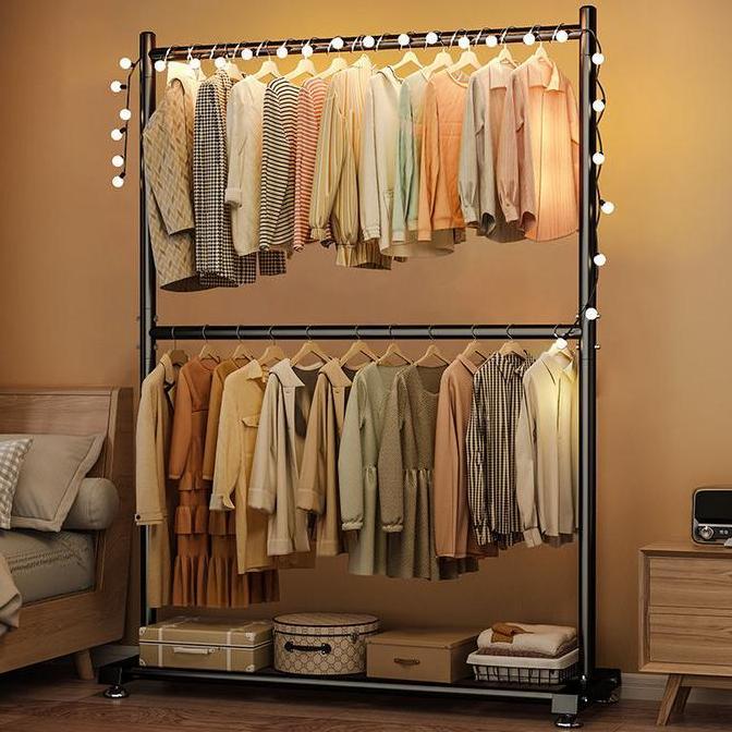 Gantungan Baju Besi Double Rak Baju Stand Hanger Gawang Jemuran Baju Jemuran Pakaian Hanger Baju Bes