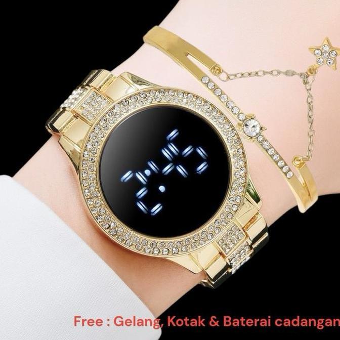 Frau- Promo Jam Fashion Led Petak Bonus Kotak , Gelang Dan Bisa Cod ( Dsj - 014 )Kemewahan Bercahaya