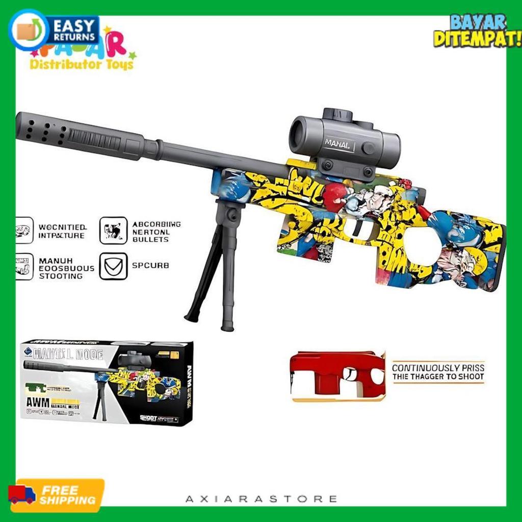 Terlaris Mainan Anak Manual Mode Awm Sy-0218 Mainan Tembakan Awm Manual Water Bubble Scope Bipod Mai