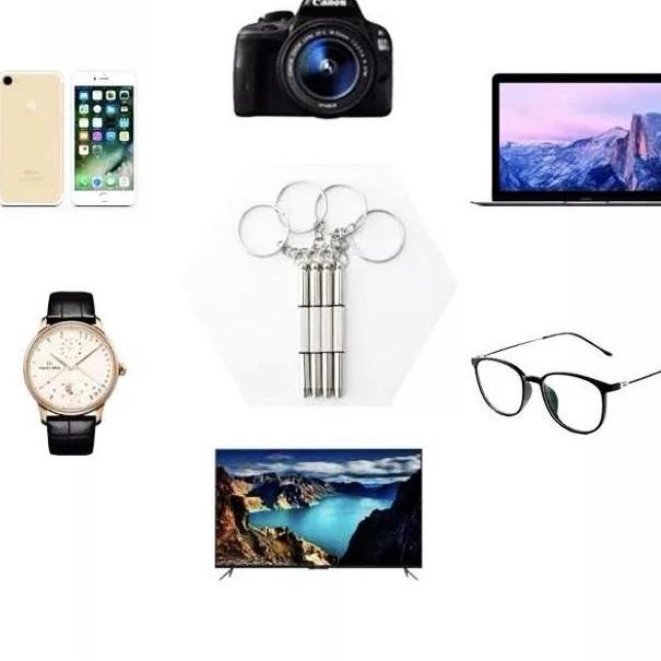 Obeng Kacamata Gantungan Kunci Mini Portable Baut Jam Key Chain Minus