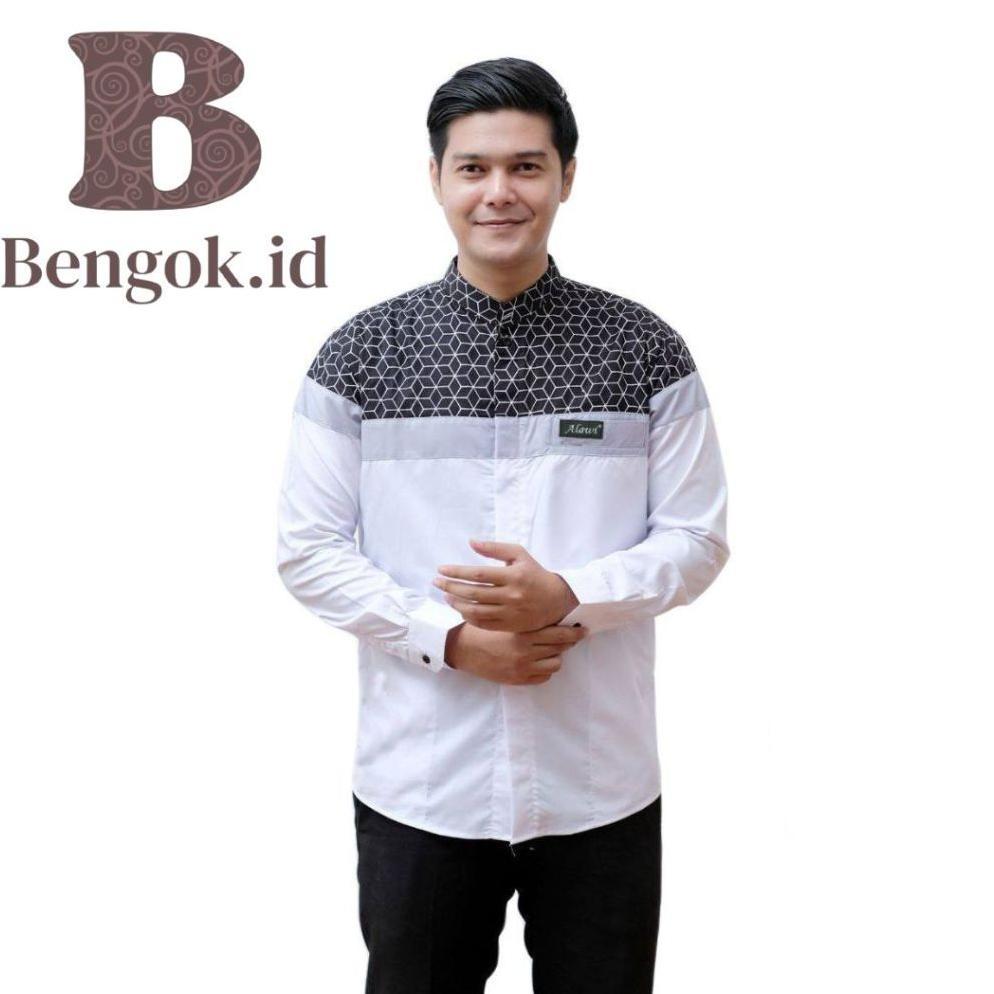 original kemeja koko lengan panjang dewasa motif senopati warna coksu - baju koko dewasa motif senop